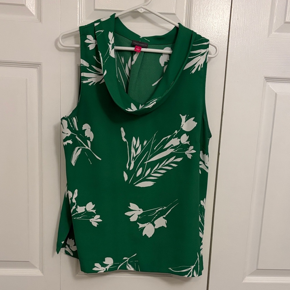 Vince Camuto Green and White Floral Blouse